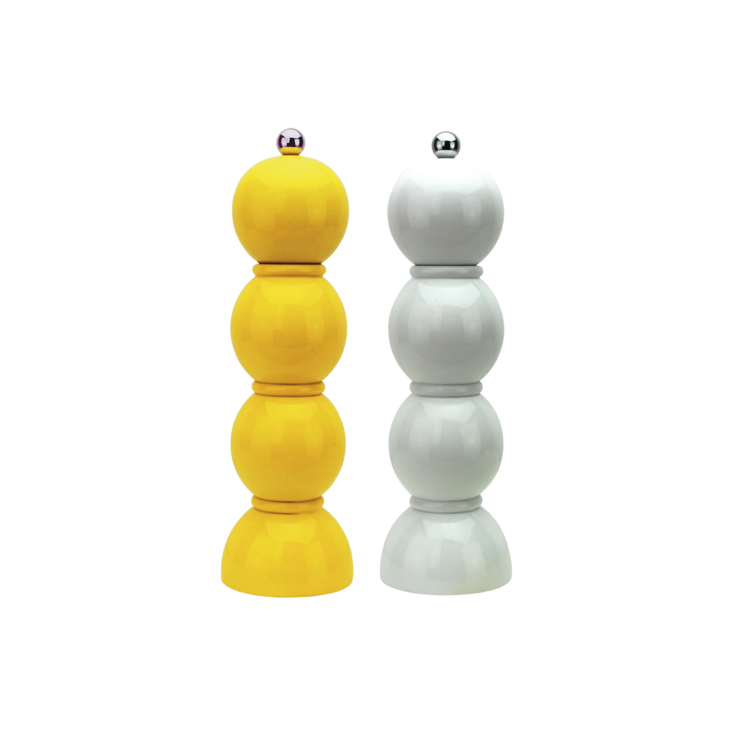 Addison Ross Salz-& Pfeffermühlen 2er-Set Bobbin, Farbe White & Yellow