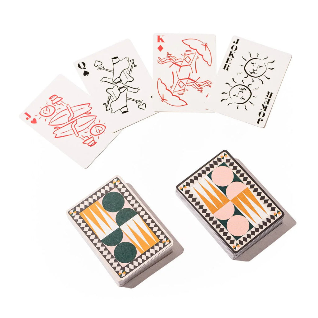 Business & Pleasure Juego de cartas color blanco antiguo