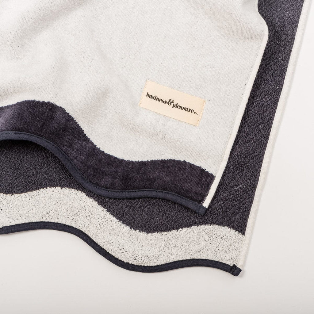 Business & Pleasure Beach Towel - Color Navy Stripe