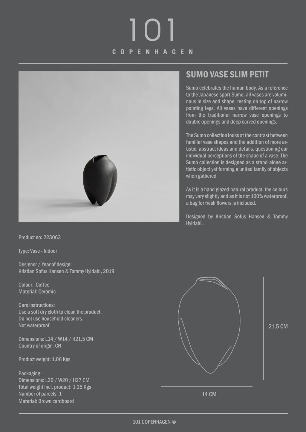 101 Copenhagen Sumo Vase, Slim Petit