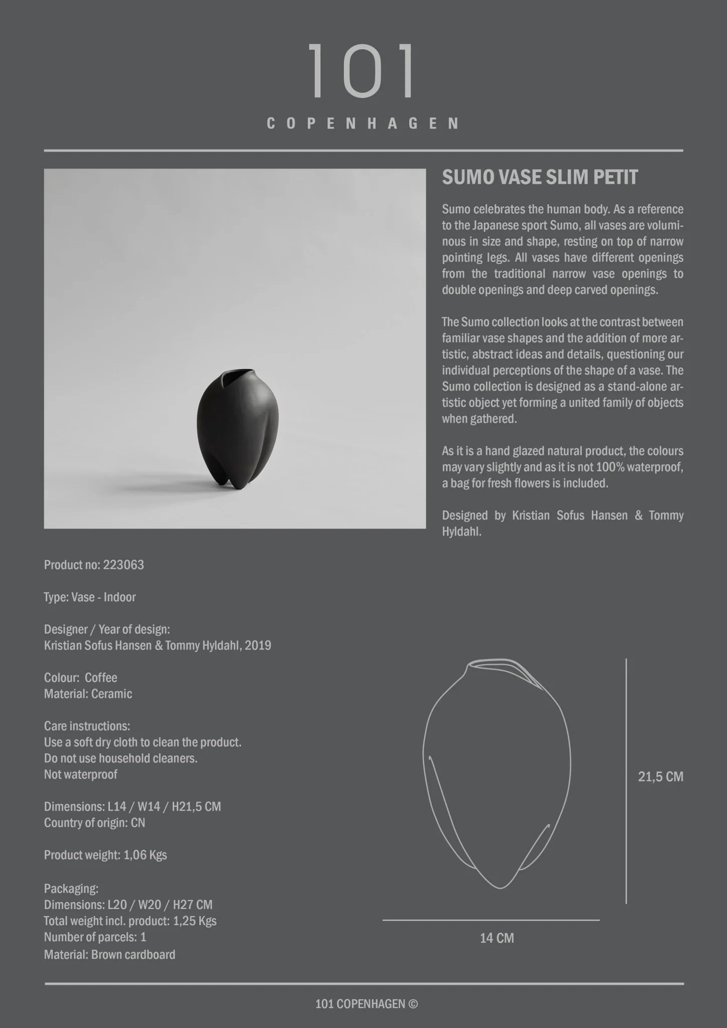 101 Copenhagen Sumo Vase, Slim Petit