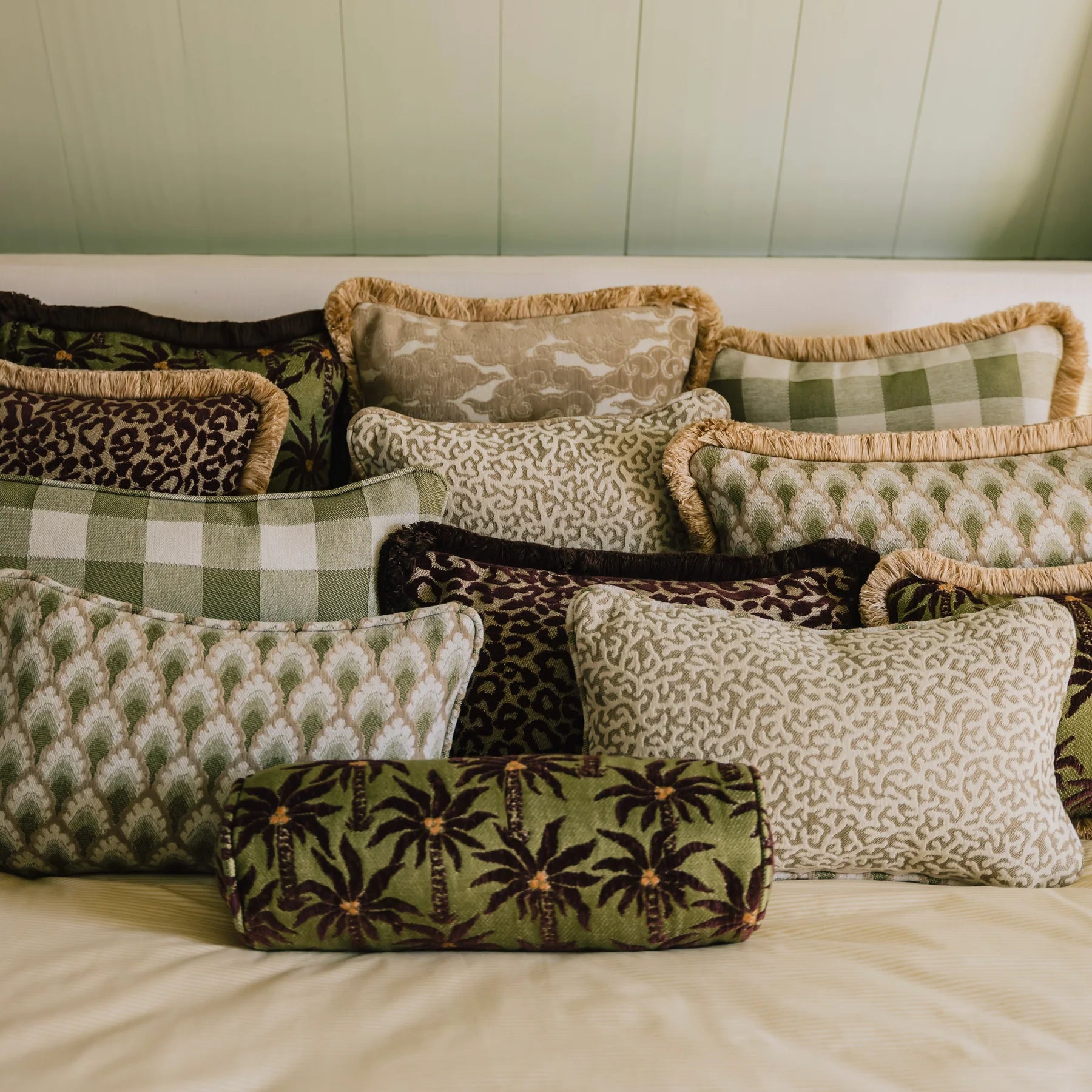 Palais Outdoor Kissen Laura Schokoladenbraun & Olivgrün