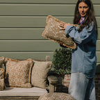 Palais Cushion Cleo Old Rose &amp; Raffia