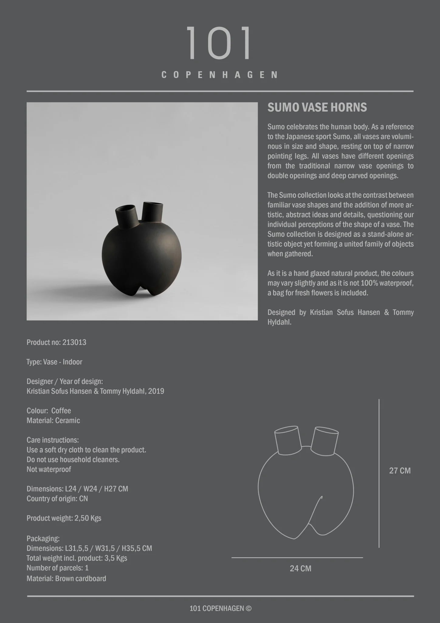 101 Copenhagen Sunao Vase Slim, Big